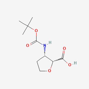 molecular formula C10H17NO5 B14044642 (2R,3S)-3-((tert-Butoxycarbonyl)amino)tetrahydrofuran-2-carboxylic acid 