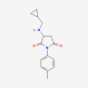 molecular formula C15H18N2O2 B1404467 3-[(Cyclopropylmethyl)amino]-1-(4-methylphenyl)pyrrolidine-2,5-dione CAS No. 1415719-13-9