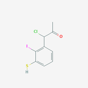 molecular formula C9H8ClIOS B14044696 1-Chloro-1-(2-iodo-3-mercaptophenyl)propan-2-one 