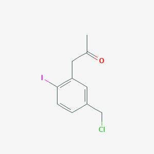 molecular formula C10H10ClIO B14044729 1-(5-(Chloromethyl)-2-iodophenyl)propan-2-one 