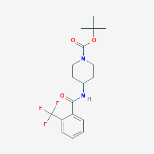 molecular formula C18H23F3N2O3 B14044792 Tert-butyl 4-(2-(trifluoromethyl)benzamido)piperidine-1-carboxylate 