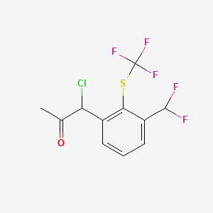 molecular formula C11H8ClF5OS B14044891 1-Chloro-1-(3-(difluoromethyl)-2-(trifluoromethylthio)phenyl)propan-2-one 