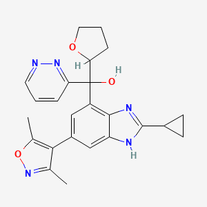 (2-cyclopropyl-6-(3,5-dimethylisoxazol-4-yl)-1H-benzo[d]imidazol-4-yl)(pyridazin-3-yl)(tetrahydrofuran-2-yl)methanol