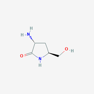 molecular formula C5H10N2O2 B14044975 (3R,5S)-3-amino-5-(hydroxymethyl)pyrrolidin-2-one 