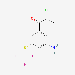 molecular formula C10H9ClF3NOS B14045031 1-(3-Amino-5-(trifluoromethylthio)phenyl)-2-chloropropan-1-one 