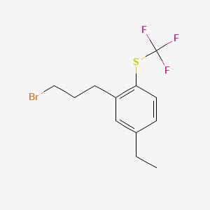 molecular formula C12H14BrF3S B14045040 1-(3-Bromopropyl)-5-ethyl-2-(trifluoromethylthio)benzene 