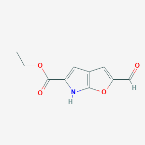 molecular formula C10H9NO4 B14045145 Ethyl 2-formyl-6H-furo[2,3-B]pyrrole-5-carboxylate 