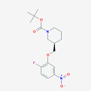 molecular formula C17H23FN2O5 B14045206 (R)-tert-Butyl 3-((2-fluoro-5-nitrophenoxy)methyl)piperidine-1-carboxylate 