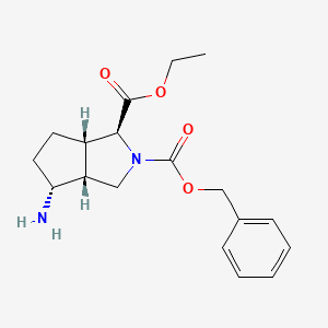 molecular formula C18H24N2O4 B1404521 2-benzyl 1-ethyl (1S,3aR,4R,6aS)-4-aminohexahydrocyclopenta[c]pyrrole-1,2(1H)-dicarboxylate CAS No. 1251021-48-3