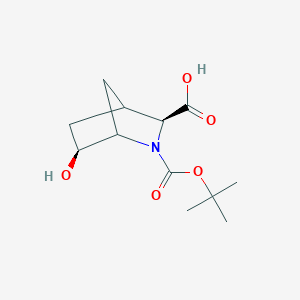 molecular formula C12H19NO5 B1404522 外消旋-(1S,3S,4R,6S)-2-(叔丁氧羰基)-6-羟基-2-氮杂双环[2.2.1]庚烷-3-羧酸 CAS No. 1250884-25-3
