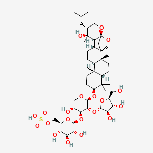 molecular formula C46H74O20S B14045224 [(2R,3S,4S,5R,6S)-6-[(2S,3R,4S,5S)-3-[(2S,3R,4R,5S)-3,4-dihydroxy-5-(hydroxymethyl)oxolan-2-yl]oxy-5-hydroxy-2-[[(1S,2R,5S,7S,10S,11R,14R,15S,16S,17R,20R)-16-hydroxy-2,6,6,10,16-pentamethyl-17-(2-methylprop-1-enyl)-19,21-dioxahexacyclo[18.2.1.01,14.02,11.05,10.015,20]tricosan-7-yl]oxy]oxan-4-yl]oxy-3,4,5-trihydroxyoxan-2-yl]methyl hydrogen sulfate 