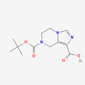 molecular formula C12H17N3O4 B1404524 7-(叔丁氧羰基)-5,6,7,8-四氢咪唑并[1,5-A]哒嗪-1-羧酸 CAS No. 1160248-16-7