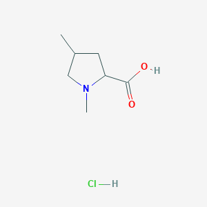 molecular formula C7H14ClNO2 B14045245 1,4-Dimethylpyrrolidine-2-carboxylic acid;hydrochloride 