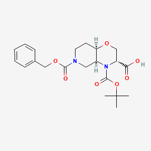 molecular formula C21H28N2O7 B1404544 (3R*,4aS*,8aR*)-6-(Benzyloxycarbonyl)-4-(tertbutoxycarbonyl)-octahydro-2H-pyrido[4,3-b][1,4]oxazine-3-carboxylic acid CAS No. 1251001-22-5