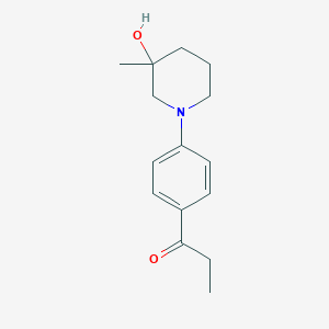 molecular formula C15H21NO2 B14045499 1-(4-(3-Hydroxy-3-methylpiperidin-1-YL)phenyl)propan-1-one 