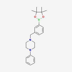 molecular formula C23H31BN2O2 B1404550 1-苯基-3-[4-(4,4,5,5-四甲基-[1,3,2]二氧杂硼环-2-基)-苄基]-哌嗪 CAS No. 2096339-39-6