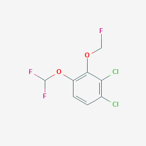 molecular formula C8H5Cl2F3O2 B14045623 1,2-Dichloro-4-difluoromethoxy-3-(fluoromethoxy)benzene 