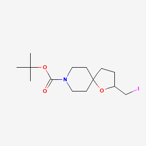 molecular formula C14H24INO3 B1404563 叔丁基 2-(碘甲基)-1-氧杂-8-氮杂螺[4.5]癸烷-8-羧酸酯 CAS No. 1373028-07-9