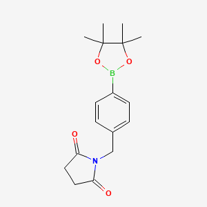 molecular formula C17H22BNO4 B1404566 1-[4-(4,4,5,5-四甲基-1,3,2-二氧杂硼烷-2-基)苄基]吡咯烷-2,5-二酮 CAS No. 1449132-28-8
