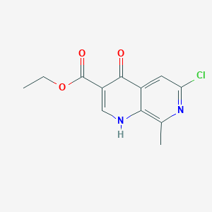 molecular formula C12H11ClN2O3 B14045829 Ethyl 6-chloro-8-methyl-4-oxo-1,4-dihydro-1,7-naphthyridine-3-carboxylate 