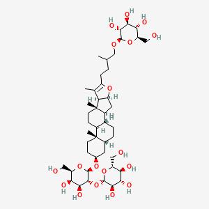 molecular formula C45H74O18 B14045848 (2R,3R,4S,5S,6R)-2-[4-[(1R,2S,4S,8S,9S,12S,13S,16S,18R)-16-[(2R,3R,4S,5R,6R)-4,5-dihydroxy-6-(hydroxymethyl)-3-[(2S,3R,4S,5S,6R)-3,4,5-trihydroxy-6-(hydroxymethyl)oxan-2-yl]oxyoxan-2-yl]oxy-7,9,13-trimethyl-5-oxapentacyclo[10.8.0.02,9.04,8.013,18]icos-6-en-6-yl]-2-methylbutoxy]-6-(hydroxymethyl)oxane-3,4,5-triol 