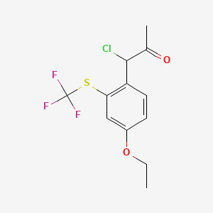 molecular formula C12H12ClF3O2S B14045861 1-Chloro-1-(4-ethoxy-2-(trifluoromethylthio)phenyl)propan-2-one 