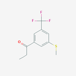 molecular formula C11H11F3OS B14045956 1-(3-(Methylthio)-5-(trifluoromethyl)phenyl)propan-1-one 