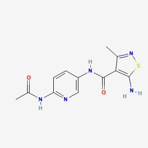 molecular formula C12H13N5O2S B14045976 N-(6-Acetamidopyridin-3-yl)-5-amino-3-methylisothiazole-4-carboxamide 