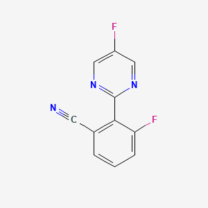 molecular formula C11H5F2N3 B14046001 3-Fluoro-2-(5-fluoropyrimidin-2-yl)benzonitrile CAS No. 2007919-91-5