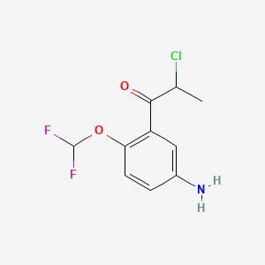 molecular formula C10H10ClF2NO2 B14046091 1-(5-Amino-2-(difluoromethoxy)phenyl)-2-chloropropan-1-one 