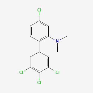 molecular formula C14H13Cl4N B14046174 [5-Chloro-2-(3,4,5-trichlorocyclohexa-2,4-dienyl)-phenyl]-dimethyl-amine 