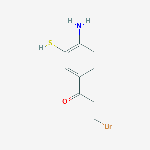 molecular formula C9H10BrNOS B14046267 1-(4-Amino-3-mercaptophenyl)-3-bromopropan-1-one 