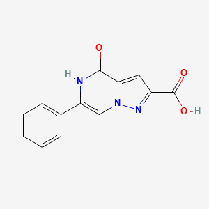 molecular formula C13H9N3O3 B1404632 4-氧代-6-苯基-4,5-二氢吡唑并[1,5-a]嘧啶-2-羧酸 CAS No. 1443978-16-2