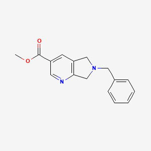 molecular formula C16H16N2O2 B14046329 6-Benzyl-6,7-dihydro-5H-pyrrolo[3,4-b]pyridine-3-carboxylic acid methyl ester CAS No. 1303968-09-3