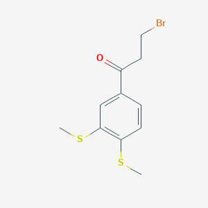 molecular formula C11H13BrOS2 B14046385 1-(3,4-Bis(methylthio)phenyl)-3-bromopropan-1-one 