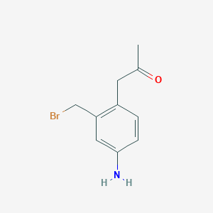 molecular formula C10H12BrNO B14046423 1-(4-Amino-2-(bromomethyl)phenyl)propan-2-one 