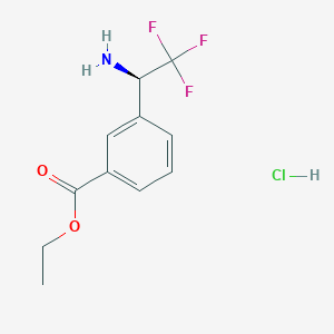 molecular formula C11H13ClF3NO2 B14046457 Ethyl (R)-3-(1-amino-2,2,2-trifluoroethyl)benzoate hcl CAS No. 2007919-79-9