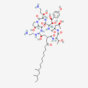 (3S,6S,9S,11R,15S,20R,21R,24S,25S)-21-(2-aminoethylamino)-3-[(1R)-3-amino-1-hydroxypropyl]-6-[(1S,2S)-1,2-dihydroxy-2-(4-hydroxyphenyl)ethyl]-18-(11,13-dimethyl-2-oxopentadecyl)-11,20,25-trihydroxy-15-[(1R)-1-hydroxyethyl]-1,4,7,13,16,22-hexazatricyclo[22.3.0.09,13]heptacosane-2,5,8,14,17,23-hexone