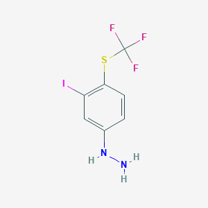 molecular formula C7H6F3IN2S B14046485 1-(3-Iodo-4-(trifluoromethylthio)phenyl)hydrazine 