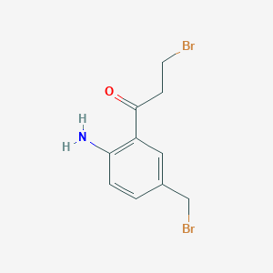 molecular formula C10H11Br2NO B14046509 1-(2-Amino-5-(bromomethyl)phenyl)-3-bromopropan-1-one 