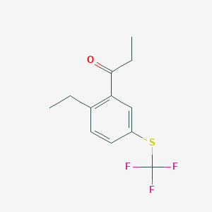 molecular formula C12H13F3OS B14046556 1-(2-Ethyl-5-(trifluoromethylthio)phenyl)propan-1-one 