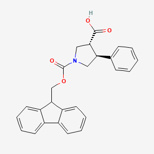 molecular formula C26H23NO4 B1404659 外消旋 Fmoc-反式-4-苯基-吡咯烷-3-羧酸 CAS No. 1361197-86-5