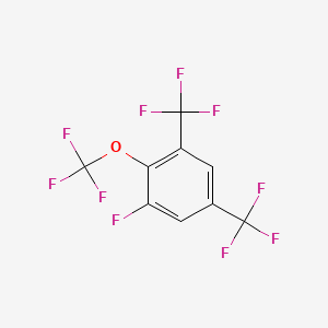 molecular formula C9H2F10O B14046648 1,5-Bis(trifluoromethyl)-3-fluoro-2-(trifluoromethoxy)benzene 