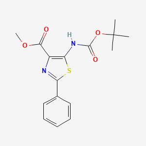 molecular formula C16H18N2O4S B14046684 Methyl 5-(tert-butoxycarbonylamino)-2-phenylthiazole-4-carboxylate 