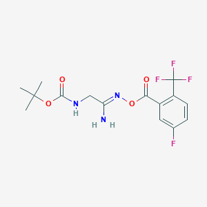 molecular formula C15H17F4N3O4 B1404671 (Z)-(1-氨基-2-{[(叔丁氧基)羰基]氨基}乙叉基)氨基-5-氟-2-(三氟甲基)苯甲酸酯 CAS No. 1610379-67-3
