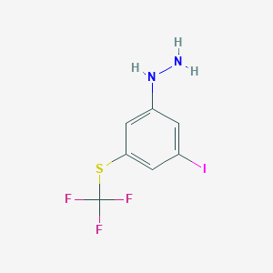 molecular formula C7H6F3IN2S B14046745 1-(3-Iodo-5-(trifluoromethylthio)phenyl)hydrazine 