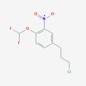 molecular formula C10H10ClF2NO3 B14046764 1-(3-Chloropropyl)-4-(difluoromethoxy)-3-nitrobenzene 