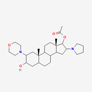 molecular formula C29H48N2O4 B14046798 2beta-(4-Morpholinyl)-16beta-(1-pyrrolidinyl)-5alpha-androstane-3alpha,17beta-diol 17-acetate 