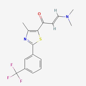 molecular formula C16H15F3N2OS B1404681 (2E)-3-(二甲氨基)-1-{4-甲基-2-[3-(三氟甲基)苯基]-1,3-噻唑-5-基}丙-2-烯-1-酮 CAS No. 1598370-02-5