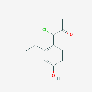 molecular formula C11H13ClO2 B14046844 1-Chloro-1-(2-ethyl-4-hydroxyphenyl)propan-2-one 